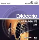 Струни для акустичних гітар D'Addario EJ13 80/20 Bronze Custom Light (11-52)