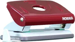 Дирокол металевий з лінійкою Norma 20 аркушів Червоний (4345-01N) (8591662434514)