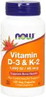 Вітаміни Now Foods Vitamin D3 & K-2 1000 IU/45 мкг 120 веганських капсул (733739003690)
