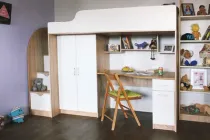 Ліжко горище Сімейна меблева майстерня Еколь дуб сонома світла з білим