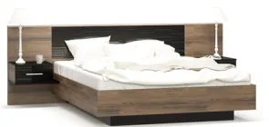 Ліжко з тумбочками Меблі-Сервіс Фієста 160 + ортопедичний внесок під матрац 160х200 Дуб апріл темний/Чорний