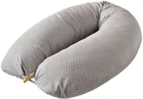 Подушка для вагітних та годування Papaella силіконізоване волокно з блискавкою та ґудзиком Сіра 35х190 см (4820182659539)