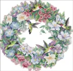 Набір для вишивання хрестиком зі схемою на канві 51х50 Вінок та колібрі Joy Sunday D647