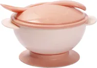 Тарілка Lindo РК 035 на присоску з кришкою і ложкою Рожева 300 мл (4890211000359)