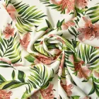 Тканина сатин Fendi, 150 см, для одягу, плаття, костюмів, спідниць V-5/1 Лілія білий, Квітковий м.п.