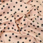 Тканина плательная атлас шовк Горошок чорний/пудра, Горох м.п.