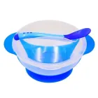 Тарілка на присоску з термоложкою 077 Синій