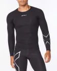 Чоловічий компресійний лонгслив 2XU, Core Compression L/S Top, XL, чорний/сріблястий логотип