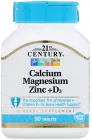 Кальцій магній цинк + D3 Вітаміни 21st Century 90 таблеток (740985222638)