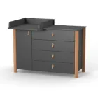 Комод в дитячу, спальню з ДСП та дерева Монако 1200 темно-сірий/бук Верес зі знімним блоком пеленальним
