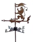 Флюгер на дах лев з прапором Кріплення флюгера на торець даху (вітрову дошку) Стара мідь