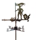 Флюгер на даху з лицарем Кріплення флюгера на торець даху (вітрову дошку) Стара мідь
