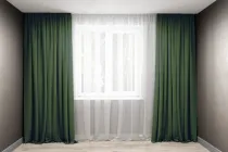 Комплект штор Декор-Ін Мікровелюр 150x250 см Темно-зелених 2 шт. (ROZ6400055711)