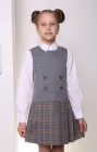Сарафан шкільний для дівчинки ДШФ-20 DM SASHKA сірий з клітинкою 146 р.