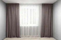 Комплект штор Декор-Ін Мікровелюр 150x270 см Сіро-коричневих 2 шт. (ROZ6400055883)