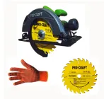 Циркулярна пилка Pro Craft KR2300, 185х20 мм, в комплекті з двома дисками та рукавичками