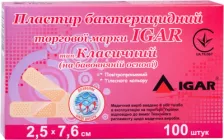 Пластир бактерицидний Igar Класичний на бавовняній основі 2.5х7.6 см №100 (4820017606325/4820017606585)