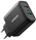 Мережевий зарядний пристрій Ugreen CD161 36 W 2xUSB QC 3.0 Charger Black (UGR-10216)