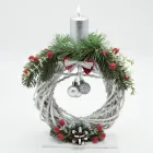 Різдвяний підсвічник GALA DECOR з лози 20 см зі свічкою серебристий арт.П2002