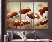 Модульна картина на полотні із трьох частин Золоті маки 78x48 см (M3_M_253)