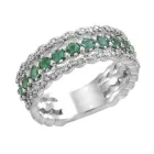 Кільце з білого золота з діамантами та смарагдами 1765958, розмір 19