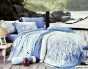 Постільна білизна Vie Nouvelle Bamboo сатин Євро комплект A-005 200х220 Блакитний