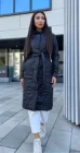 Женское демисезонное стеганое пальто с капюшоном KML 0019 L (48) Черный (К - 0019/1 C