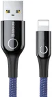 Кабель Baseus C-shaped Light Intelligent power-off Cable for iP 2.4 A 1 m Blue (CALCD-03)