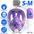 Повнолицева панорамна S/M Снорклінг Маска для плавання VelaSport 1.0 на все обличчя для купання пірнання мономаска з трубкою та клапаном з кріпленням для екшн камери дитячі та дорослі Lavender