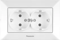 Розетка Panasonic Arkedia Slim подвійна із заземленням Біла (WNTC02052WH-UA)