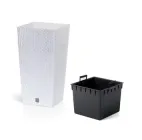 Горщик для квітів RATO 240мм квадрат.висок.с внесок. "2" в "1" - Білий