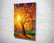 Настінний декор картина для інтер'єру у вітальні Золоте осіннє дерево 51x34 см (421)