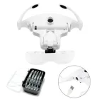 Окуляри бінокулярні 9892B2C Magnifier USB акумулятор лупа з LED-підсвічуванням та змінним збільшувальним склом