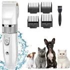 Машинка тример для стрижки собак і котів грумінгу кішок усіх порід тварин з густою жорсткою шерстю безпечна акумуляторна безшумна бездротова тиха з регулюванням довжини шерсті комплектом із 4 насадок для догляду за домашніми улюбленцями (D-2019091055)