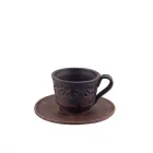 Чашка з блюдцем для кави глиняна 0,1л (різбл.) KR5114-2