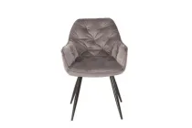 Крісло м'яке обіднє велюрове Intarsio MAGIC чорний металевий каркас / тканина сірий