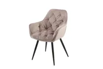 Крісло м'яке обіднє велюрове Intarsio MAGIC чорний металевий каркас / тканина світло - рожевий