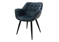 Крісло м'яке обіднє велюрове Intarsio ELEGANTE чорний металевий каркас / тканина темно-сірий