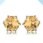 Срібні жіночі сережки 925 проби із кристалами натурального цитрину "Shining citrine"