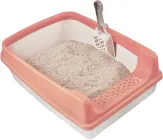 Туалет для кішок GATTINO сірий з помаранчевою рамкою та лопаткою 19х38х53 см (8683454653637)