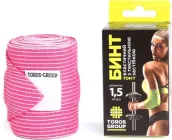 Еластичний медичний бинт з текстильною застібкою, 1.5 м Х 8 см, Toros-Group (Україна) рожевий