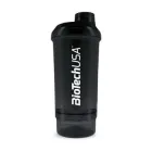 Шейкер BioTechUSA Wave+ Compact shaker 500ml /+150ml container/ Panther Black
