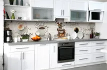 Вініловий кухонний фартух Намальований Кава (наклейка кухні ПВХ плівка скіналі) текстура чашки Напої Бежевий 600*3000 мм