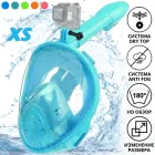 Дитяча X/S Панорамна Снорклінг Маска (3-10років) Повнолицева FB KidsStyle для плавання в морі, пірнання під воду з трубкою Плавальні Підводні Окуляри для снорклінгу - мономаска на все обличчя із захисним клапаном Turquoise