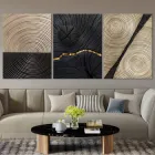 Модульна картина Холстович Gold Black Abstracts 135х60 см. Інтер'єрна картина з абстракцією для вітальні, спальні, кухні, офісу