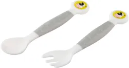 Набір столових приборів Canpol babies ложка та виделка еластичні 14.5 см (56/580 Сірий)