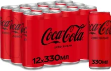 Упаковка безалкогольного напою Coca-Cola ZERO 0.33 л х 12 банок (5449000131805)