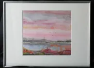 Картина акварель "Рожеве небо" 30/40 2012