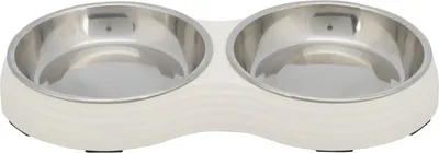 Миска для котів Trixie меламін/метал подвійна 2х0.2 л d13 см, 27х14х3 см Біла (4011905251875)