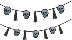 Гірлянда паперова фігурна Yes! Fun Хелловін Череп з пензликом 13 елементів 3 м голографічна (801181) (5056574401670)
